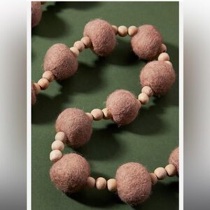 Anthropologie Garland FELT & BEAD Wool Wood Neutral 6' Holiday Christmas NWT